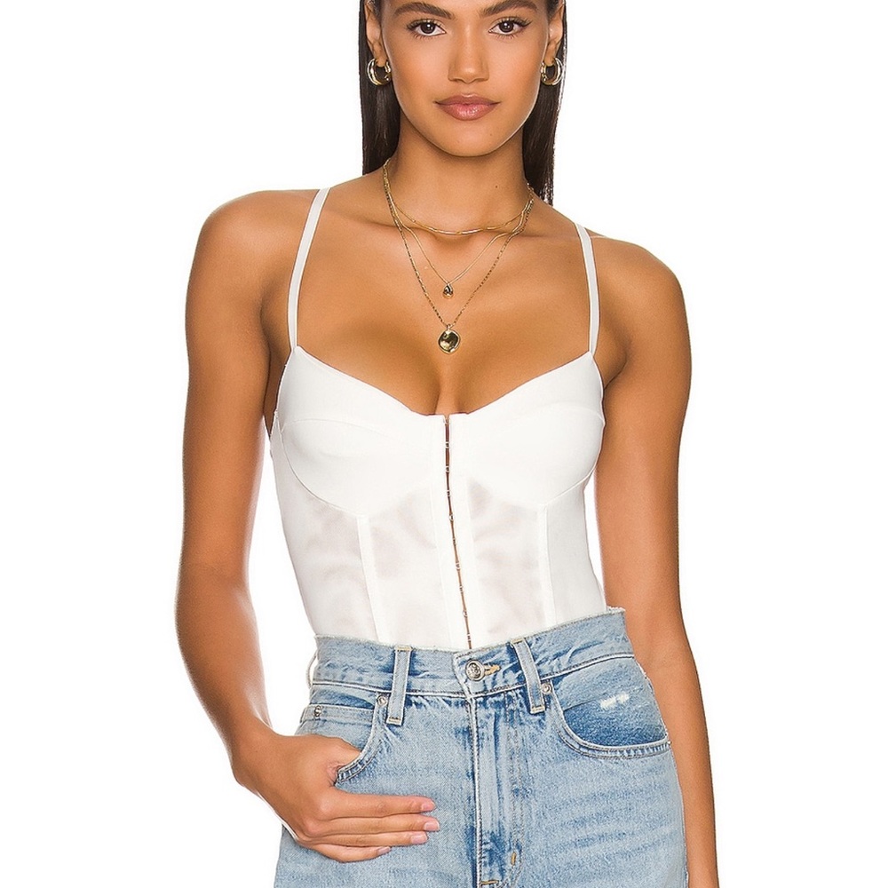 Free People Night Rhythm Corset Bodysuit in Ivory